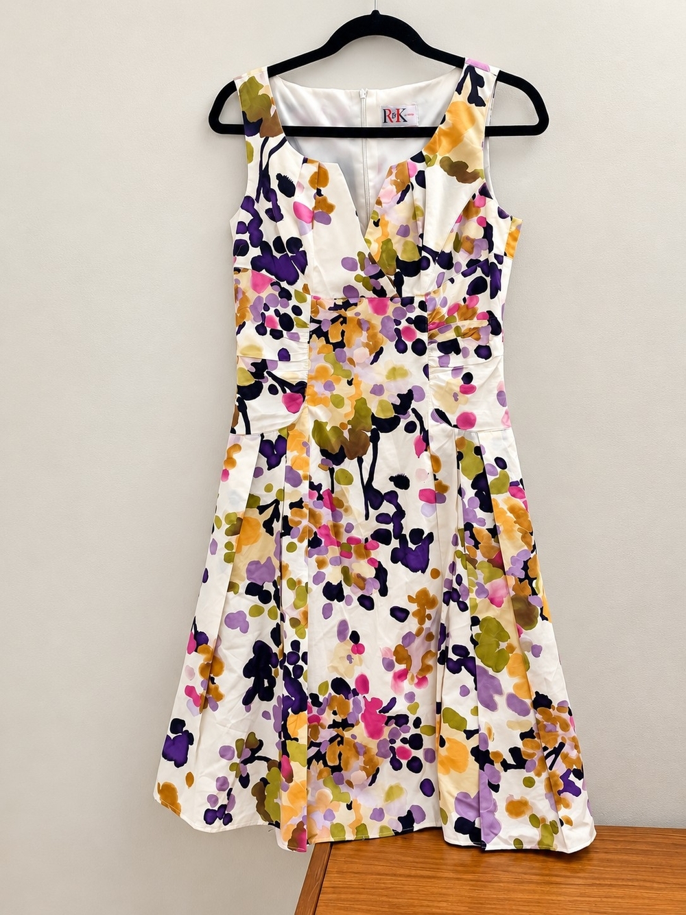 Kids Floral Fit-and-Flare Dress in White with Purple & Pink Prints